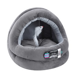 Plush Velvet Cat Cave Grey